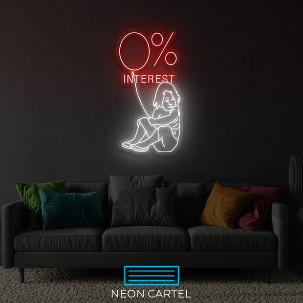 Banksy 0% Interest Girl Neon Led Sign