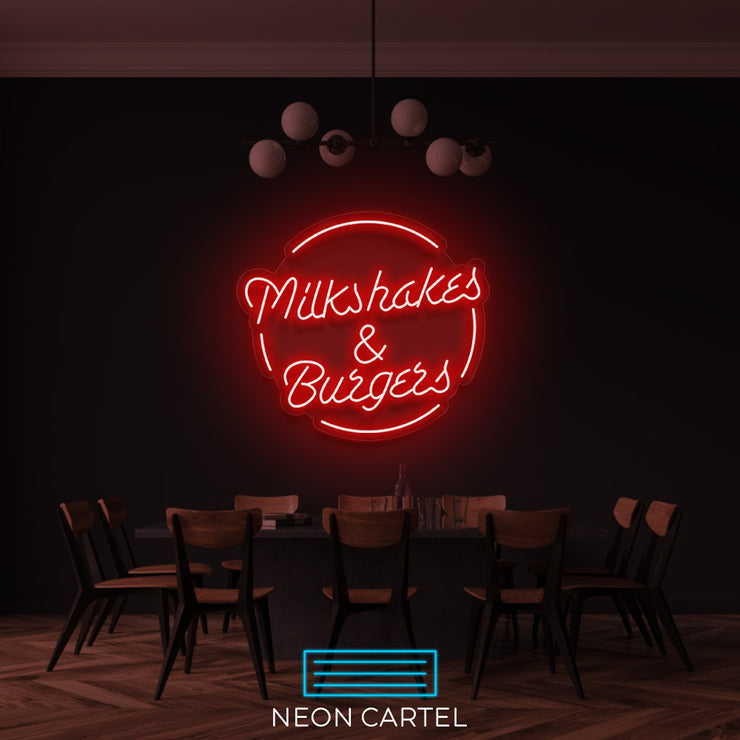 Milkshakes &amp; Burgers Neon LED-bord