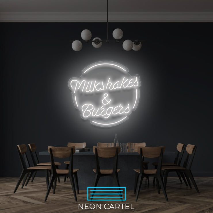 Milkshakes &amp; Burgers Neon LED-bord