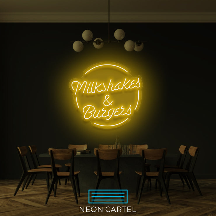 Milkshakes &amp; Burgers Neon LED-bord