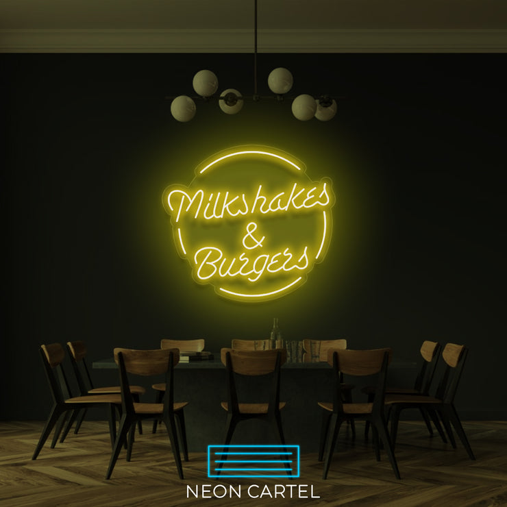 Milkshakes &amp; Burgers Neon LED-bord