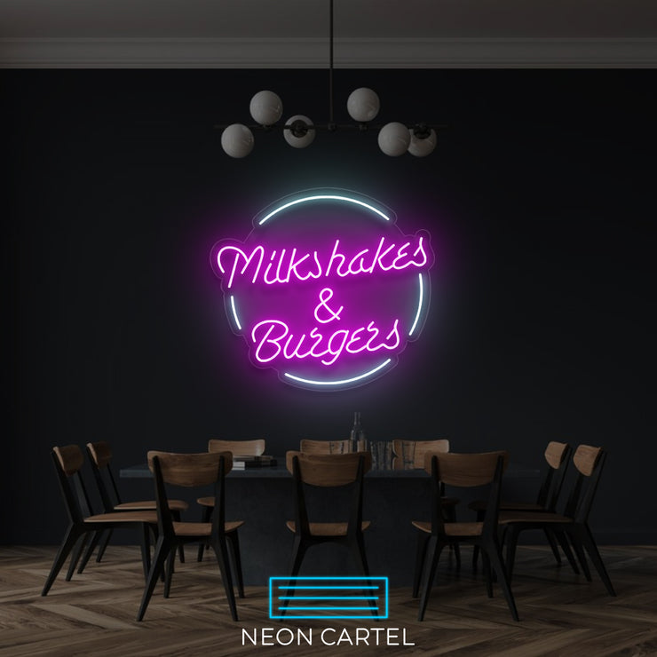 Milkshakes &amp; Burgers Neon LED-bord