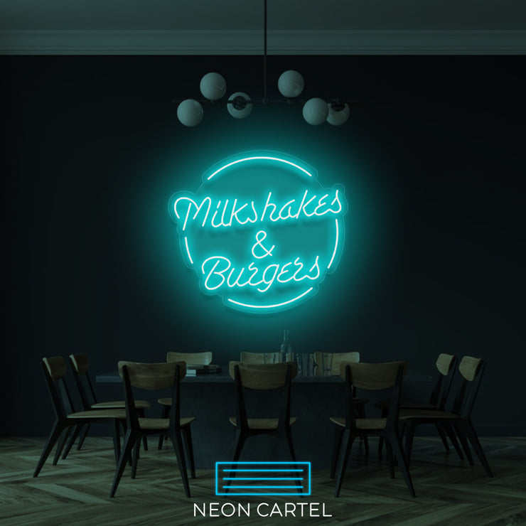 Milkshakes &amp; Burgers Neon LED-bord