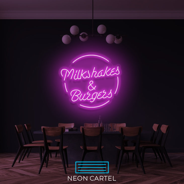Milkshakes &amp; Burgers Neon LED-bord
