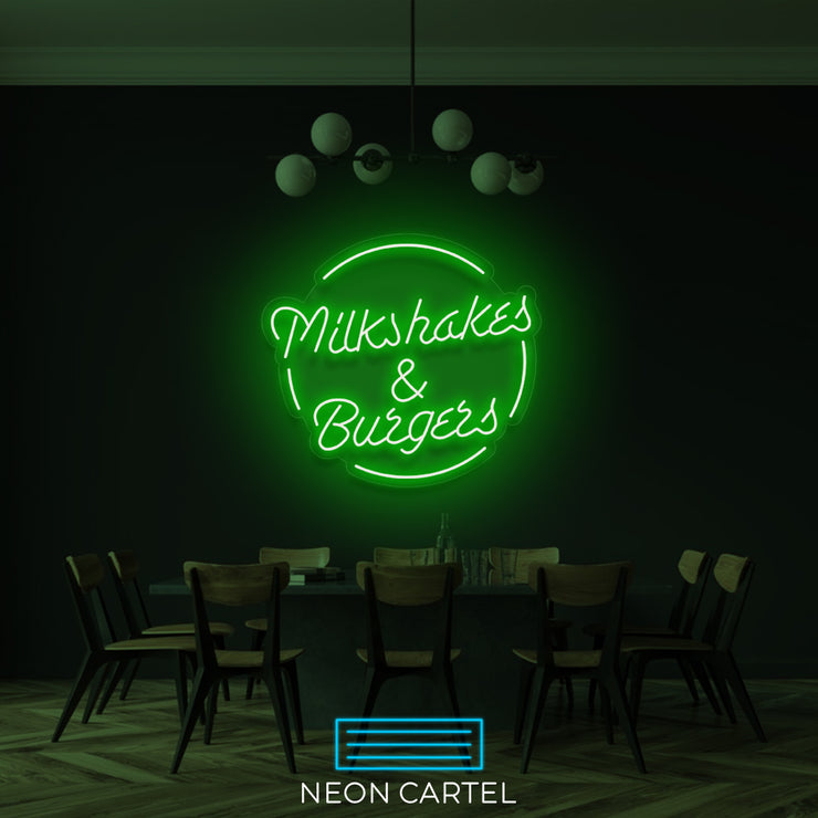 Milkshakes &amp; Burgers Neon LED-bord