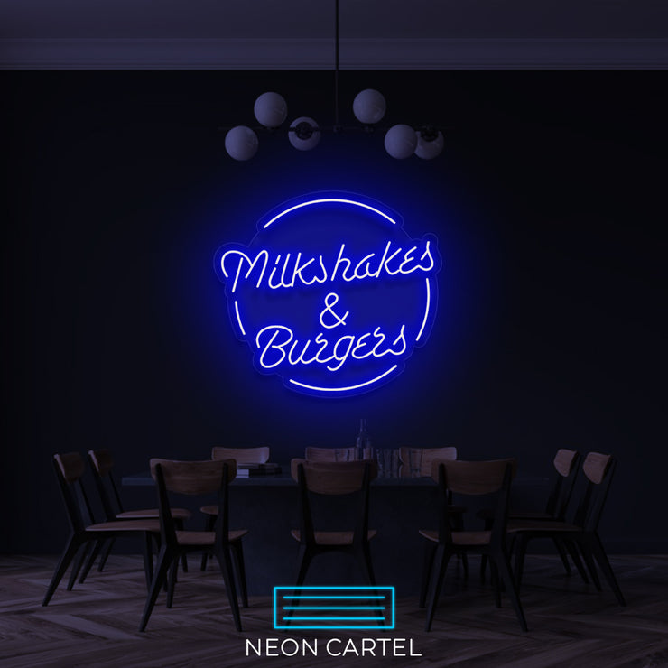 Milkshakes &amp; Burgers Neon LED-bord