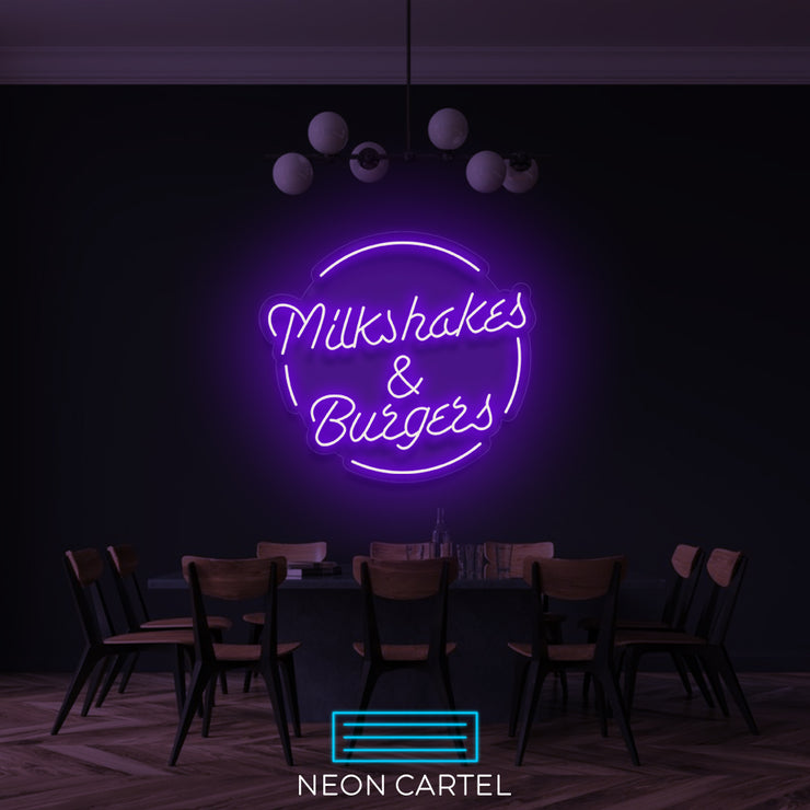 Milkshakes &amp; Burgers Neon LED-bord