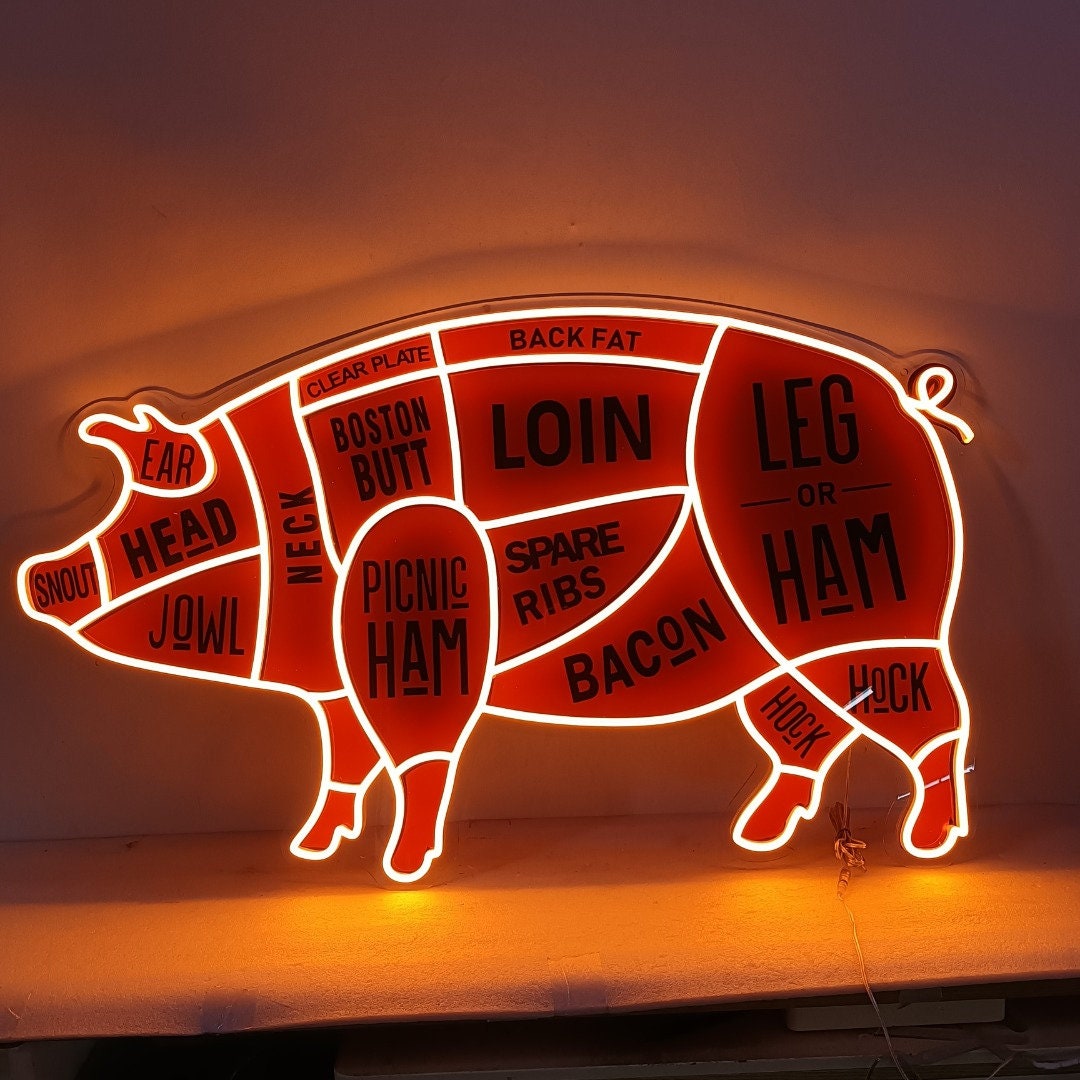 Pig Neon Sign, The Butcher Meat Cuts Neon LED Sign – neon-cartel