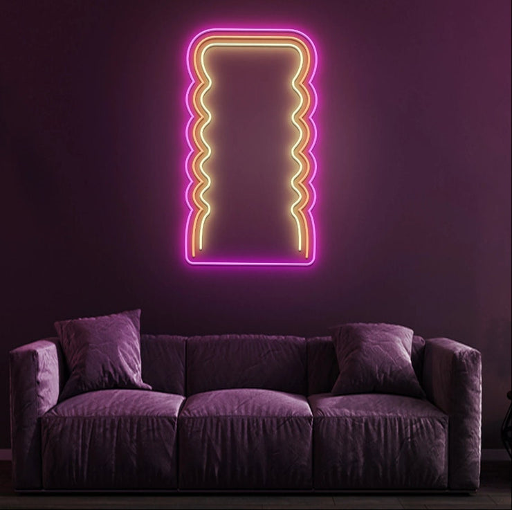 Golvende neonspiegel, aangepast spiegel neon LED-bord