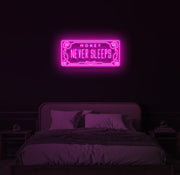 Geld slaapt nooit neon LED-bord