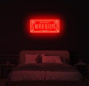 Geld slaapt nooit neon LED-bord
