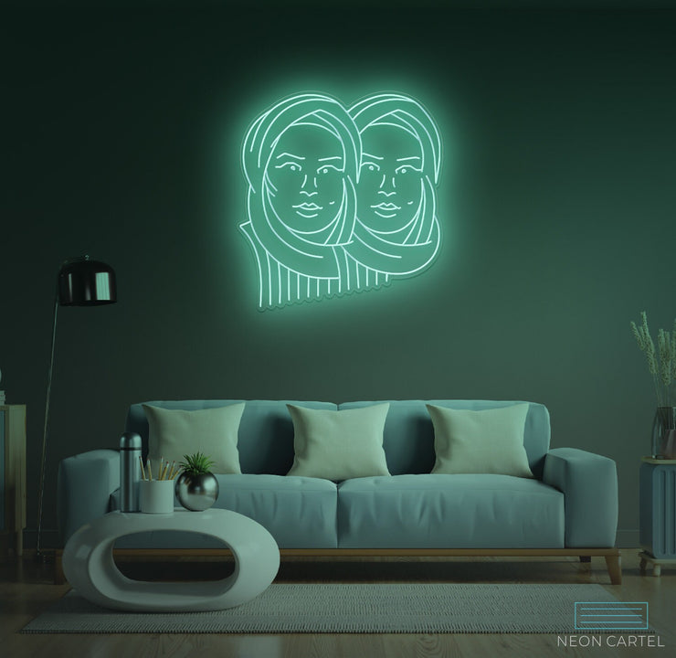Neon LED-bord met vrouwenlijnen