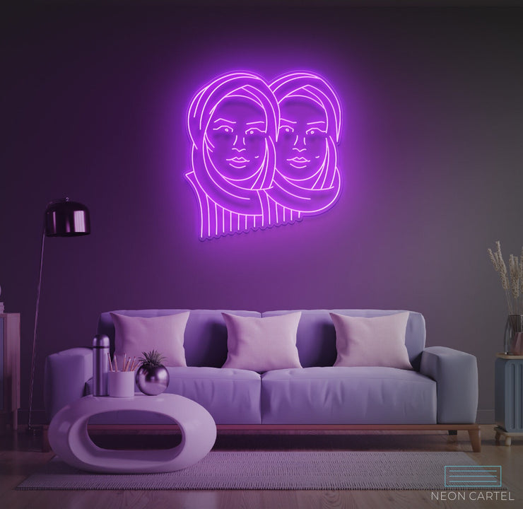 Neon LED-bord met vrouwenlijnen