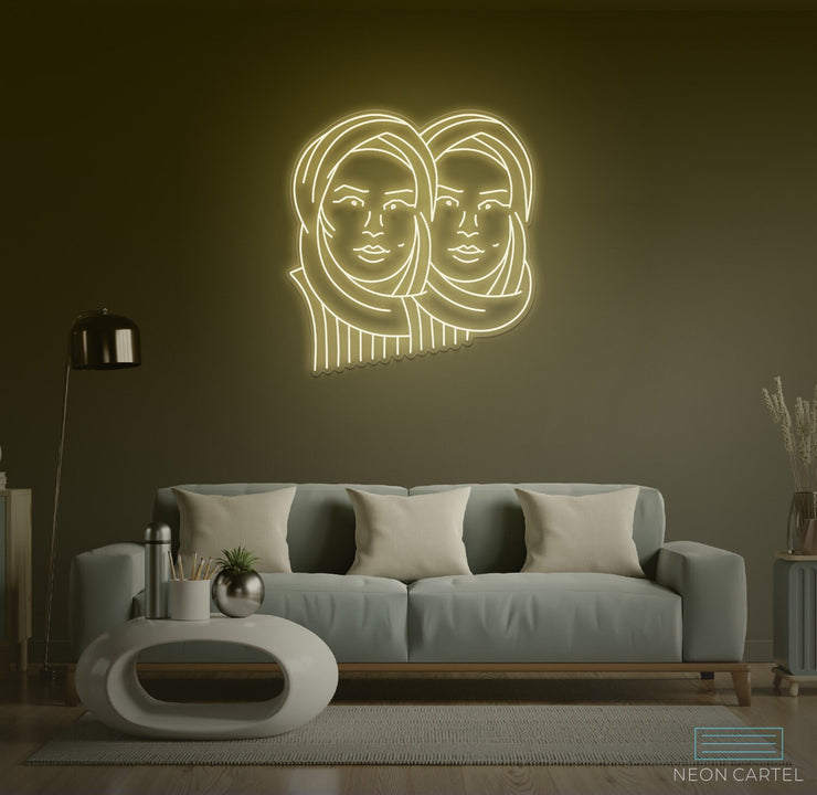 Neon LED-bord met vrouwenlijnen