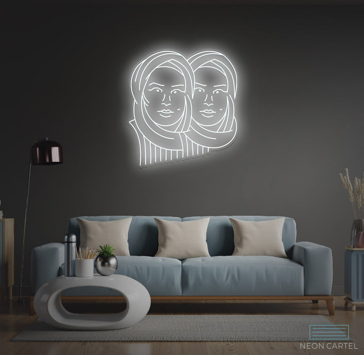 Neon LED-bord met vrouwenlijnen