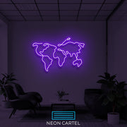 The World Sign Neon Light, The World Map Sign Neon Light, The World Map Flight Showroom, LED Light Art Neon Light, Showroom Decor Neon Light