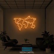 The World Sign Neon Light, The World Map Sign Neon Light, The World Map Flight Showroom, LED Light Art Neon Light, Showroom Decor Neon Light