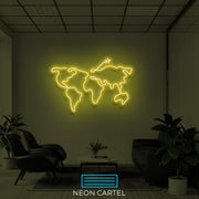 The World Sign Neon Light, The World Map Sign Neon Light, The World Map Flight Showroom, LED Light Art Neon Light, Showroom Decor Neon Light