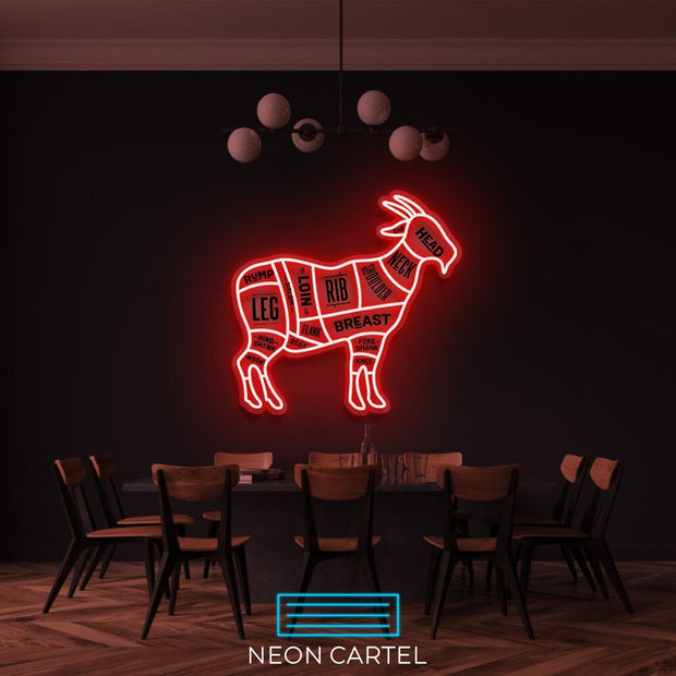 The Butcher Goat LED Neon Light, Butcher Sign Neon Sign, Cabrito Meat Showroom, Cutlet Meat Art Neon Light, Meat Showroom Decor Neon Light
