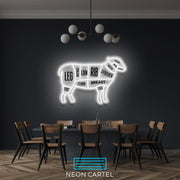 The Butcher Sheep LED Neon Sign Light, Lamb Meat Cutlets Led Neon, Butchery BBQ Showroom, Butcher Shop Art, Food Truck Wall Decor