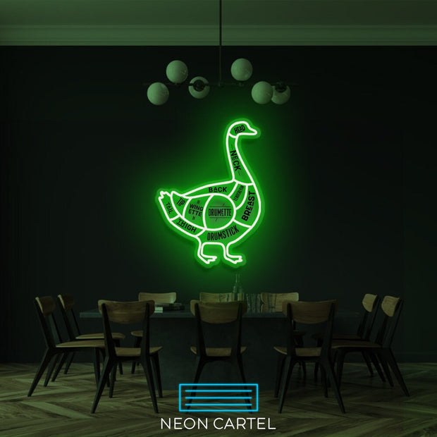 The Butcher Goose Cuts LED Neon Sign, Poultry Meat Cutlets Led Neon Light, Butchery BBQ Showroom Neon Shop Art, Food Truck Wall Decor Easter