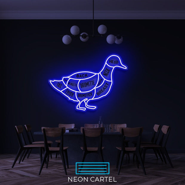 The Butcher Duck Cuts LED Neon Sign, Poultry Meat Cutlets Led Neon Light, Butchery BBQ Showroom Neon Shop Art, Food Truck Wall Decor Easter