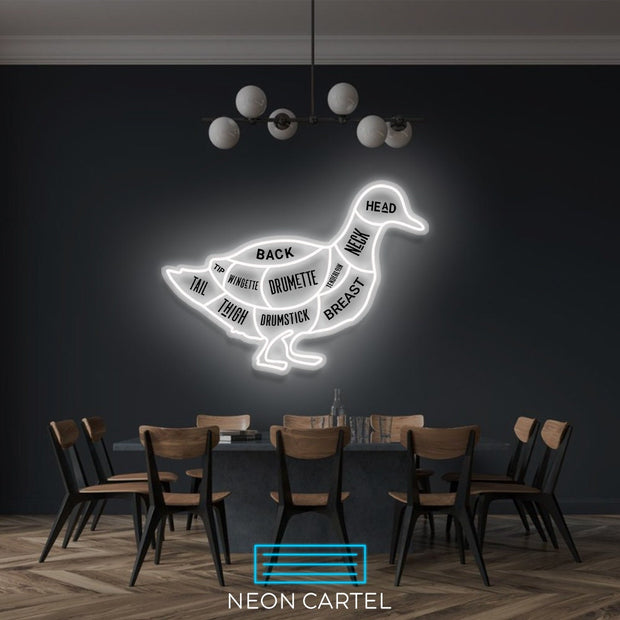 The Butcher Duck Cuts LED Neon Sign, Poultry Meat Cutlets Led Neon Light, Butchery BBQ Showroom Neon Shop Art, Food Truck Wall Decor Easter