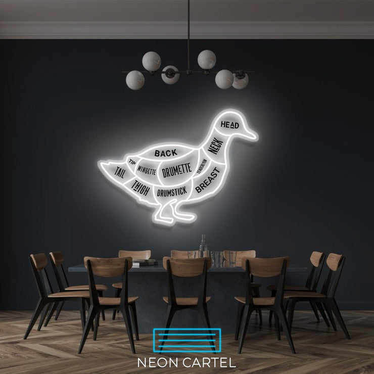 The Butcher Duck Cuts LED Neon Sign, Poultry Meat Cutlets Led Neon Light, Butchery BBQ Showroom Neon Shop Art, Food Truck Wall Decor Easter