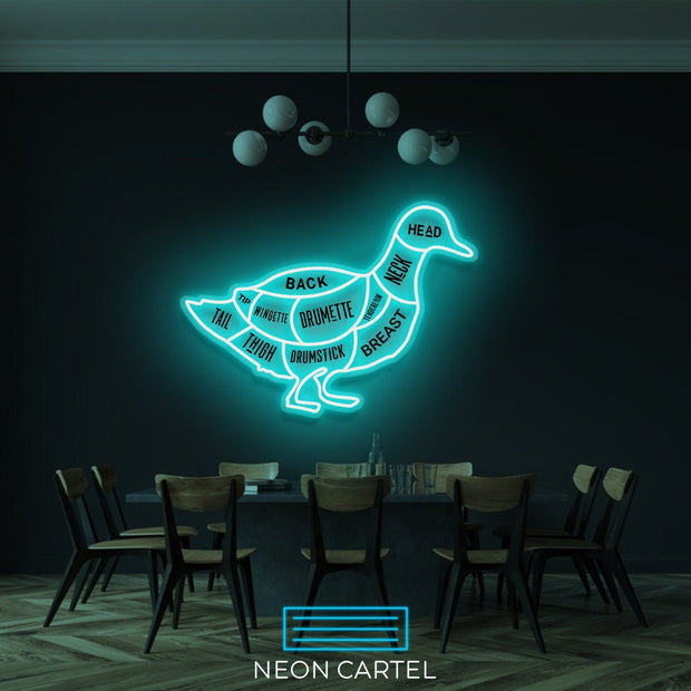 The Butcher Duck Cuts LED Neon Sign, Poultry Meat Cutlets Led Neon Light, Butchery BBQ Showroom Neon Shop Art, Food Truck Wall Decor Easter