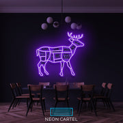 The Butcher Deer Cuts LED Neon Sign, Venison Meat Cutlets Led Neon Light, Butchery BBQ Showroom Neon Shop Art, Food Truck Wall Decor Easter