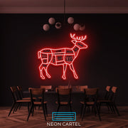 The Butcher Deer Cuts LED Neon Sign, Venison Meat Cutlets Led Neon Light, Butchery BBQ Showroom Neon Shop Art, Food Truck Wall Decor Easter