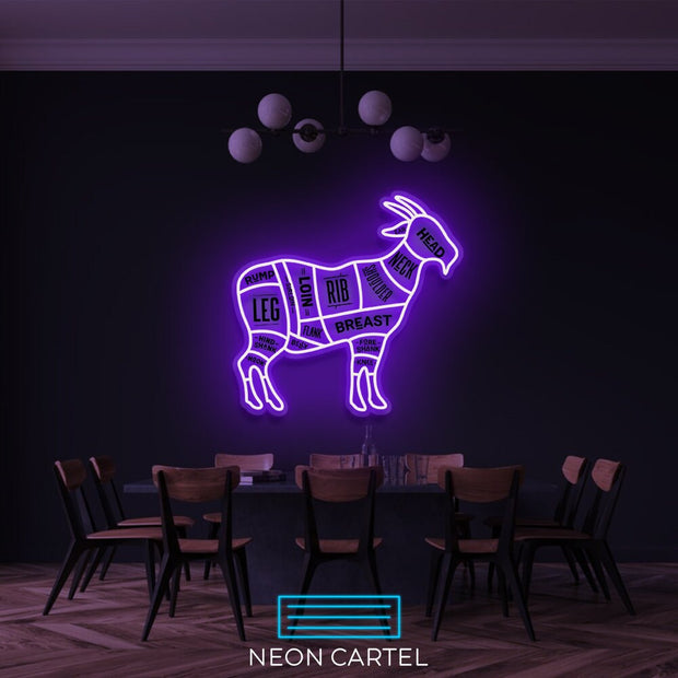 The Butcher Goat LED Neon Light, Butcher Sign Neon Sign, Cabrito Meat Showroom, Cutlet Meat Art Neon Light, Meat Showroom Decor Neon Light