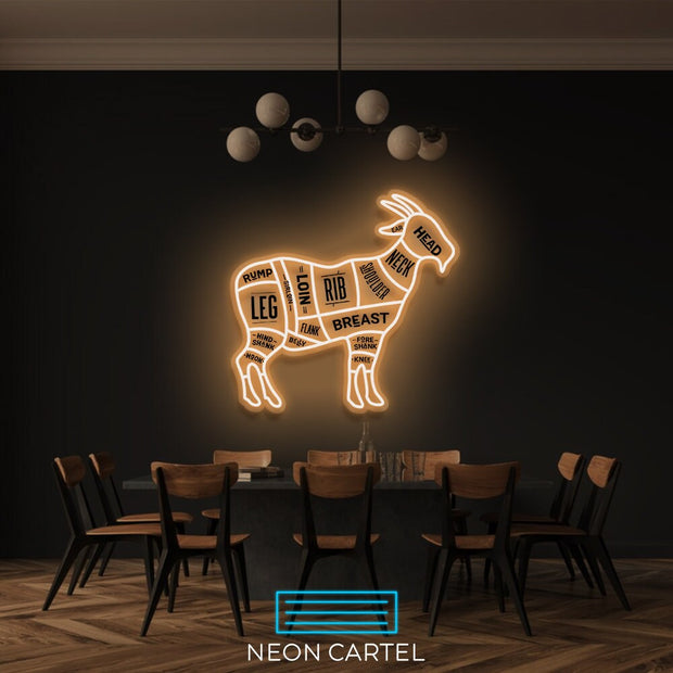The Butcher Goat LED Neon Light, Butcher Sign Neon Sign, Cabrito Meat Showroom, Cutlet Meat Art Neon Light, Meat Showroom Decor Neon Light
