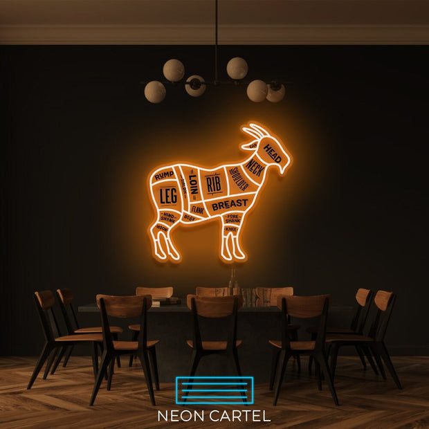 The Butcher Goat LED Neon Light, Butcher Sign Neon Sign, Cabrito Meat Showroom, Cutlet Meat Art Neon Light, Meat Showroom Decor Neon Light