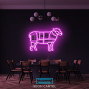The Butcher Sheep LED Neon Sign Light, Lamb Meat Cutlets Led Neon, Butchery BBQ Showroom, Butcher Shop Art, Food Truck Wall Decor
