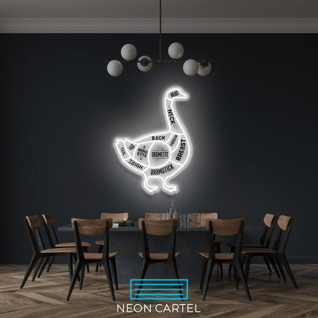 The Butcher Goose Cuts LED Neon Sign, Poultry Meat Cutlets Led Neon Light, Butchery BBQ Showroom Neon Shop Art, Food Truck Wall Decor Easter