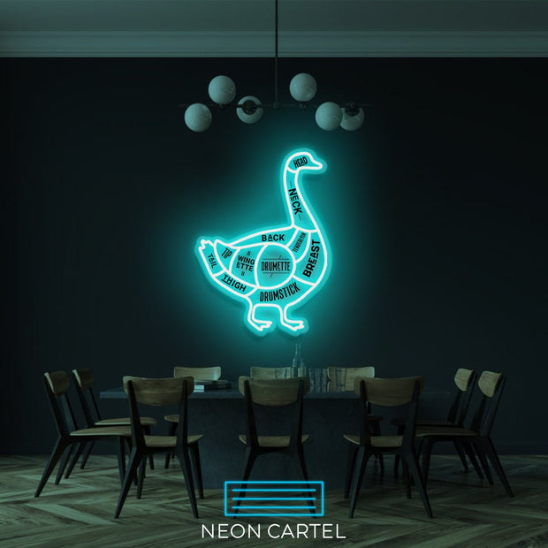 The Butcher Goose Cuts LED Neon Sign, Poultry Meat Cutlets Led Neon Light, Butchery BBQ Showroom Neon Shop Art, Food Truck Wall Decor Easter