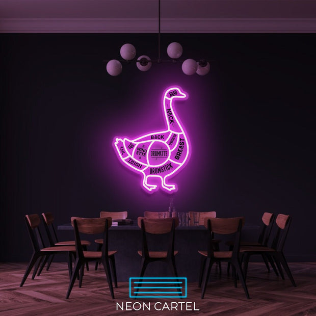 The Butcher Goose Cuts LED Neon Sign, Poultry Meat Cutlets Led Neon Light, Butchery BBQ Showroom Neon Shop Art, Food Truck Wall Decor Easter