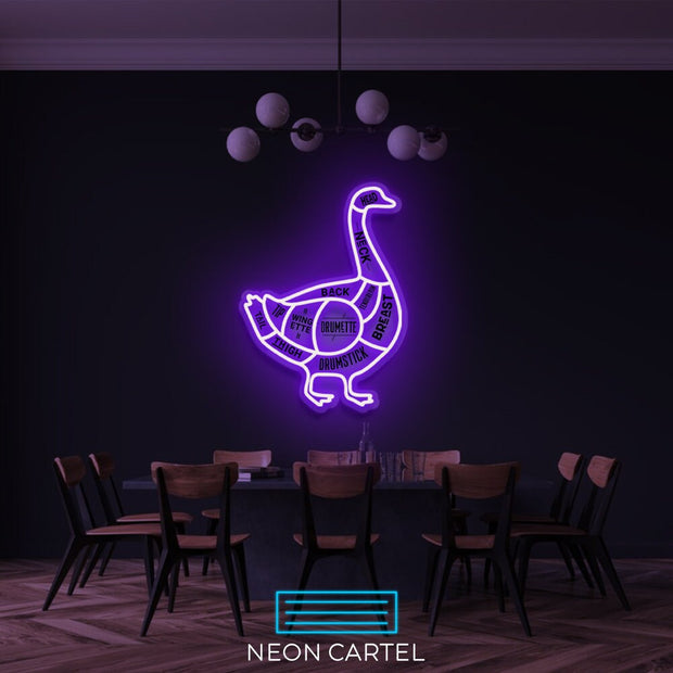The Butcher Goose Cuts LED Neon Sign, Poultry Meat Cutlets Led Neon Light, Butchery BBQ Showroom Neon Shop Art, Food Truck Wall Decor Easter