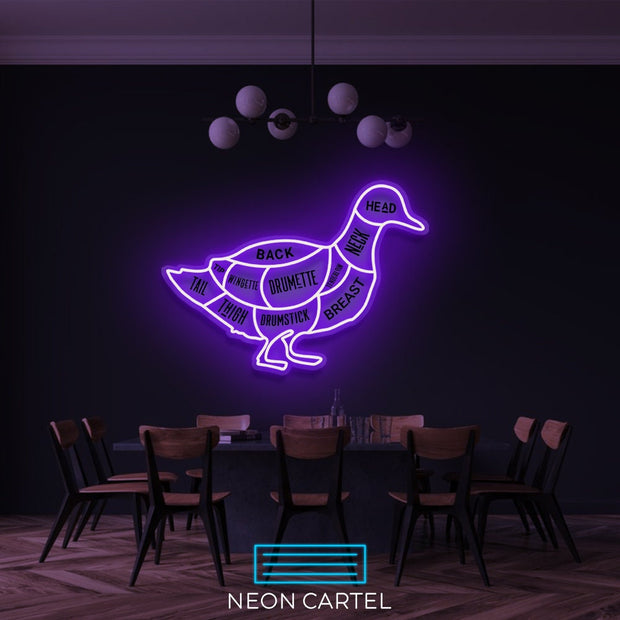 The Butcher Duck Cuts LED Neon Sign, Poultry Meat Cutlets Led Neon Light, Butchery BBQ Showroom Neon Shop Art, Food Truck Wall Decor Easter