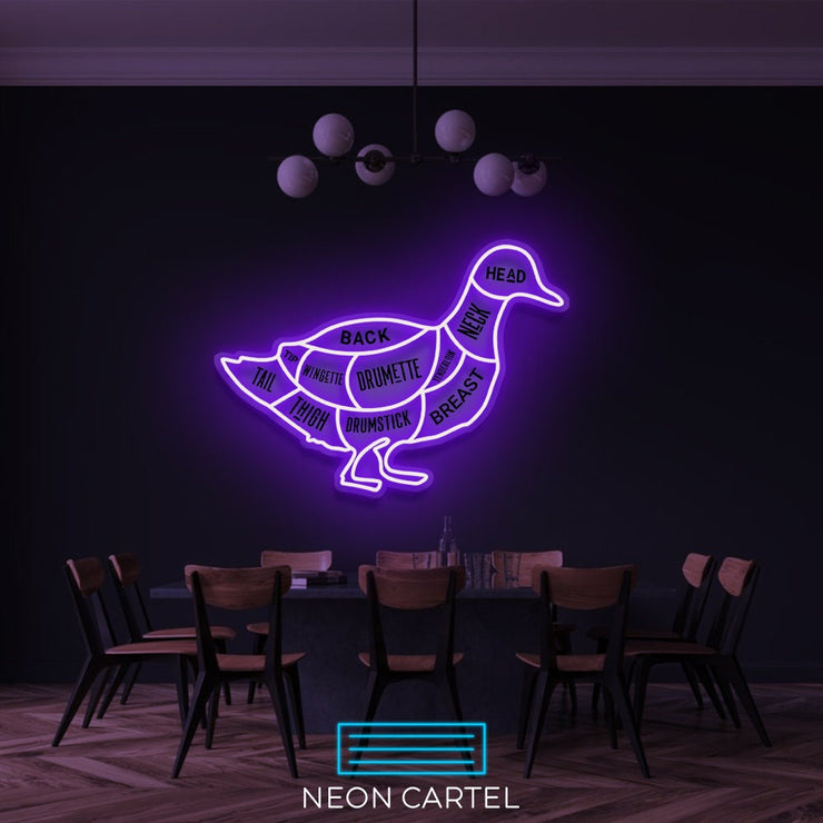 The Butcher Duck Cuts LED Neon Sign, Poultry Meat Cutlets Led Neon Light, Butchery BBQ Showroom Neon Shop Art, Food Truck Wall Decor Easter