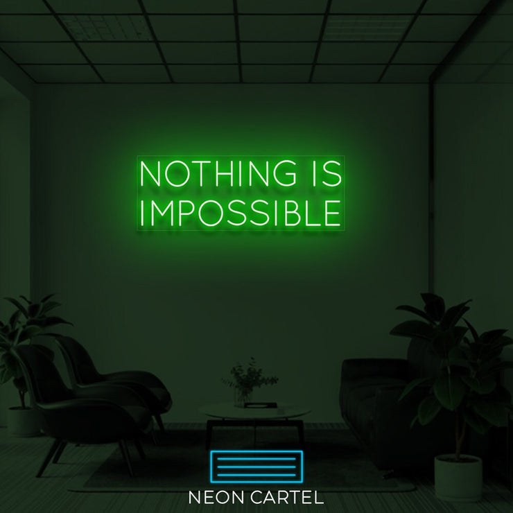 Nothing is Impossible Neon Art Sign Light Lamp Illuminate Shop Office Living Room Interior Design Custom