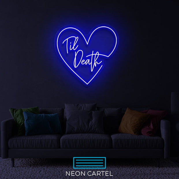 Til Death Neon led Art Sign Light Lamp Illuminate Shop Office Living Room Interior Design Custom