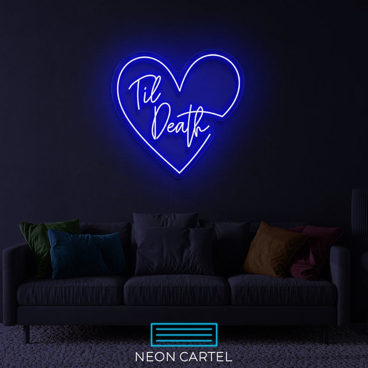 Til Death Neon led Art Sign Light Lamp Illuminate Shop Office Living Room Interior Design Custom