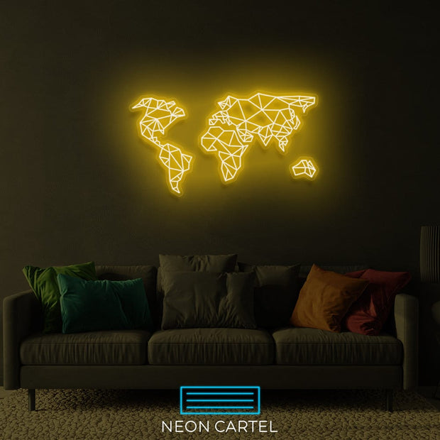 The World Sign Neon Light, World Map Neon Sign Light, Led Neon Sign Light, College/University Neon Light, Office Home Wall Neon Décor