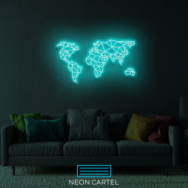 The World Sign Neon Light, World Map Neon Sign Light, Led Neon Sign Light, College/University Neon Light, Office Home Wall Neon Décor