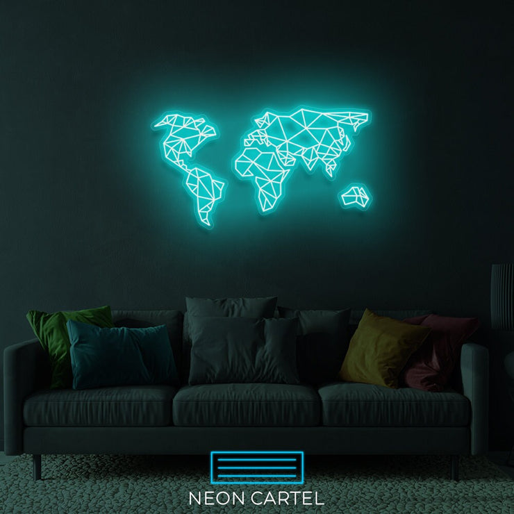 The World Sign Neon Light, World Map Neon Sign Light, Led Neon Sign Light, College/University Neon Light, Office Home Wall Neon Décor
