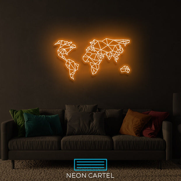 The World Sign Neon Light, World Map Neon Sign Light, Led Neon Sign Light, College/University Neon Light, Office Home Wall Neon Décor