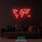 The World Sign Neon Light, World Map Neon Sign Light, Led Neon Sign Light, College/University Neon Light, Office Home Wall Neon Décor