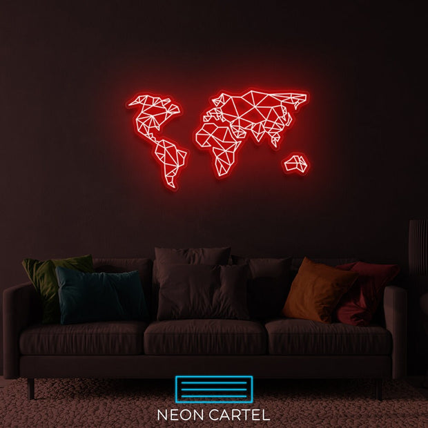 The World Sign Neon Light, World Map Neon Sign Light, Led Neon Sign Light, College/University Neon Light, Office Home Wall Neon Décor